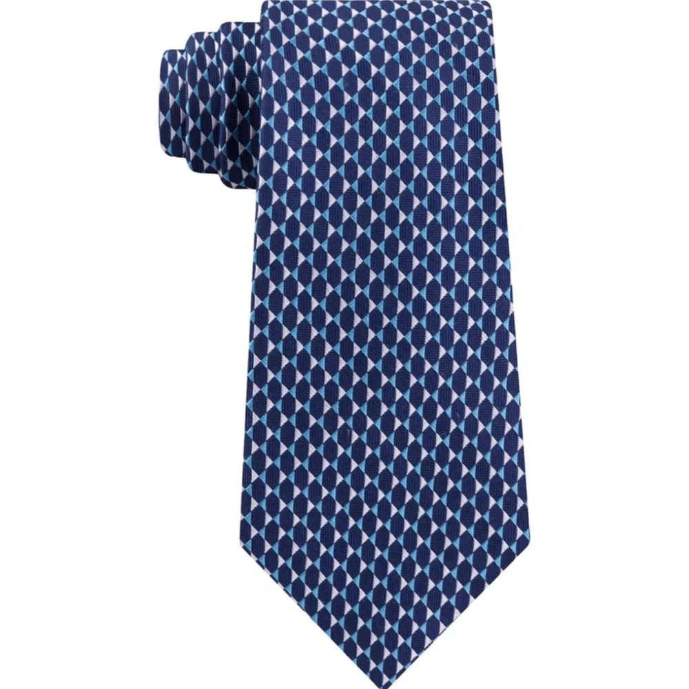 NWT $70 Michael Kors‎ [Mens Tie ] Mirrored Circles Tie in Blue/ Silver